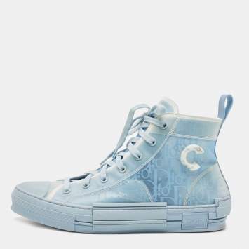 Pre Owned Dior Blue Rubber and Mesh  B23 High Top Sneakers Size 43