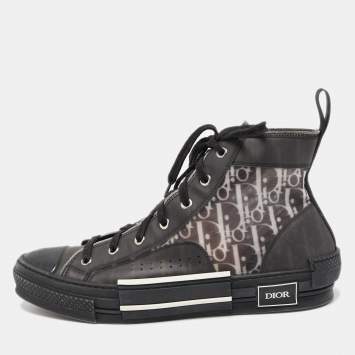 Pre Owned Dior Black Mesh and Rubber B23 High Top Sneakers Size 43