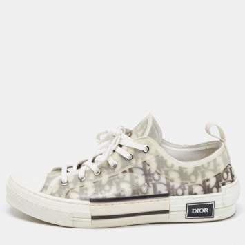 Pre Owned Dior Transparent/White Mesh and PVC  B23 Low Top Sneakers Size 43