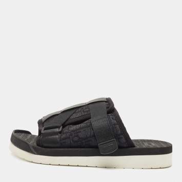 Pre Owned Dior Black Canvas and Leather Alpha Sandals Size 39