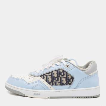 Dior Blue/White Leather and Oblique Canvas B27 Sneakers Size 43