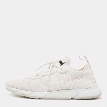 Pre Owned Dior White Knit Fabric B21 Neo Low Top Sneakers Size 43