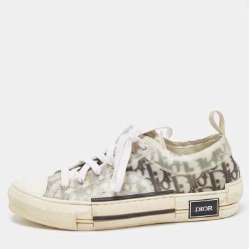 Pre Owned Dior Green/White Rubber and Mesh B23 Low Top Sneakers Size 41.5
