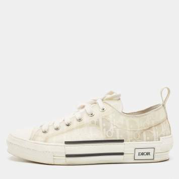 Pre Owned Dior White Oblique Mesh and Rubber B23 Low Top Sneakers Size 41.5