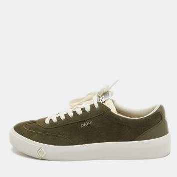 Pre Owned Dior Green Suede and Leather Low Top Sneakers Size 42