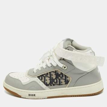 Pre Owned Christian Dior Leather and Canvas B27 High Top Sneakers Size 42