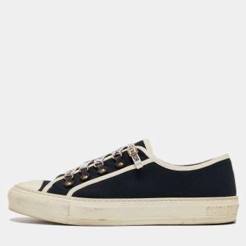 Pre Owned Dior Navy Blue Canvas Walk'n'Dior Low Top Sneakers Size 42