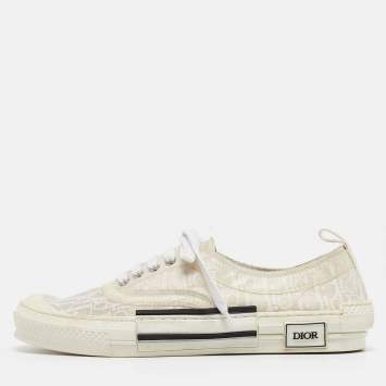 Pre Owned Dior White Oblique Canvas Walk'n'Dior Sneakers Size 45