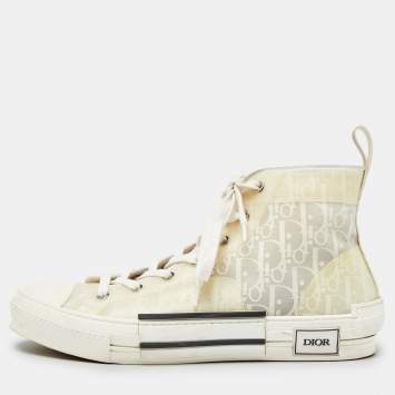 Pre Owned Dior Off White Oblique Mesh and Rubber B23 Sneakers Size 43