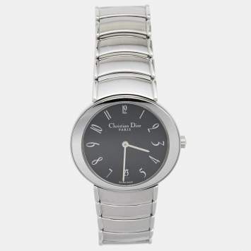 Christian Dior Black Stainless Steel D77-100 Men's Wristwatch 35 mm