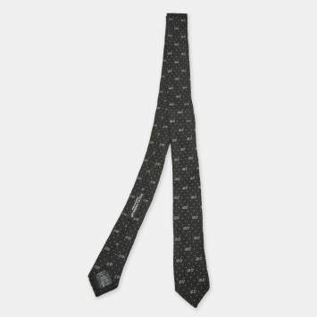 Pre Owned Dolce & Gabbana Black Monogram Silk Skinny Tie 