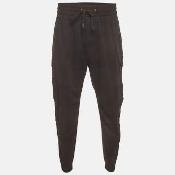 Pre Owned Dolce & Gabbana Black Stretch Cotton Cargo Joggers 4XL
