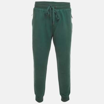 Pre Owned Dolce & Gabbana Green Jersey Drawstring Joggers 5XL