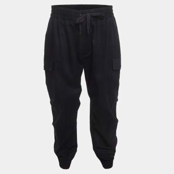 Pre Owned Dolce & Gabbana Blue Cotton Cropped Cargo Pants XXXL