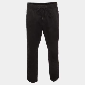 Pre Owned Dolce & Gabbana Black Logo Plaque Stretch Cotton Jogging Pants XXXL