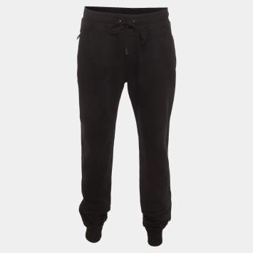 Pre Owned  Dolce & Gabbana Black Logo Plaque Stretch Cotton Jogging Pants 4XL