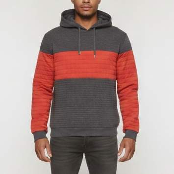 Pre Owned Dolce & Gabbana Grey/Red Quilted Cotton Knit Pullover Hoodie S