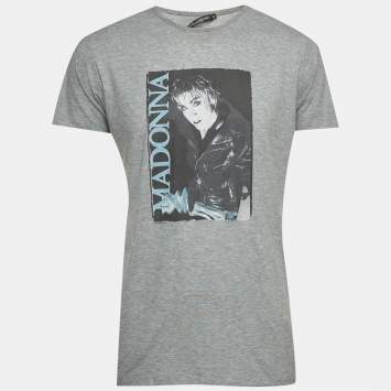 Pre Owned Dolce & Gabbana Grey Madonna Graphic Jersey T-Shirt M