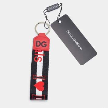 Pre Owned Dolce & Gabbana Black/Red Fabric DG Millennials Key Holder