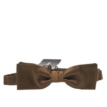 Pre Owned Dolce & Gabbana Brown Silk Satin Classic Bow Tie