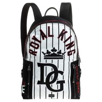 Pre Owned Dolce & Gabbana Black/White Royal King Print Backpack