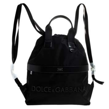 Pre Owned Dolce & Gabbana Black Nylon Drawstring Backpack