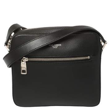 Pre Owned Dolce & Gabbana Black Leather Gothic Messenger Bag