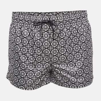 Pre Owned Dolce & Gabbana Beachwear Black Printed Synthetic Boxer Shorts S