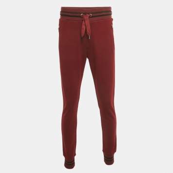 Pre Owned Dolce & Gabbana Red Cotton Knit Jogger Pants S