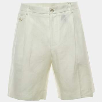 مملوكة مسبقًا Dolce & Gabbana Off White Linen Bermuda Shorts M