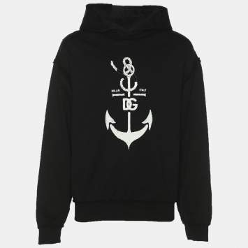 Pre Owned Dolce & Gabbana Black Knit Marina Print Hoodie S