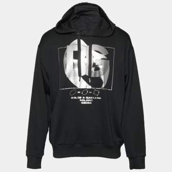 مملوكة مسبقًا 
هودي دولتشي آند غابانا و UNXD قطن أسود بطبعة شعار DG مقاس كبير جداً جداً (اكس اكس ل ارج)