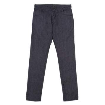 Pre Owned Dolce & Gabbana 14 Gold Indigo Dark Wash Denim Straight Fit Jeans XS