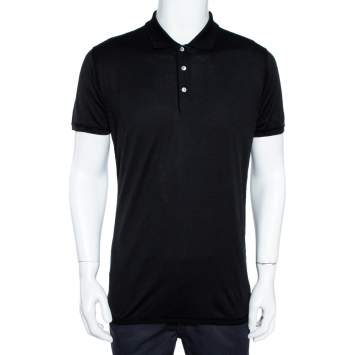 Pre Owned Dolce & Gabbana Black Cotton Polo T-Shirt M