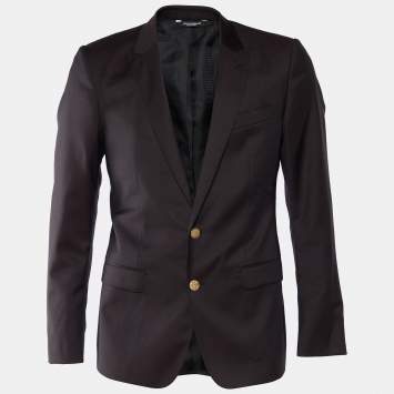 Pre Owned Dolce & Gabbana Dark Purple Wool Button Front Martini Blazer M
