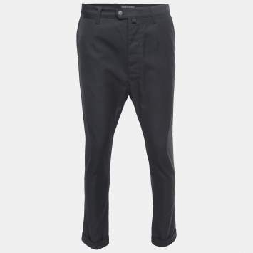 Pre Owned Dolce & Gabbana Black Wool & Cotton Trousers S