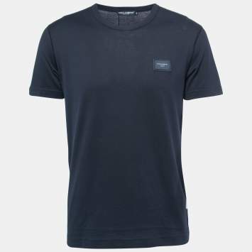 Pre Owned Dolce & Gabbana Navy Blue Crew Neck Half Sleeve T-Shirt M