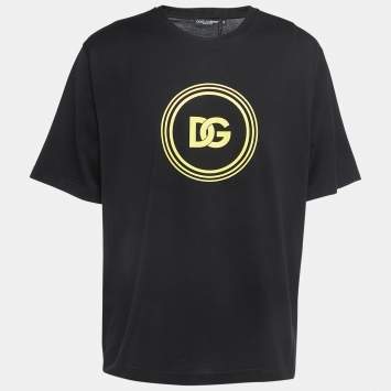 Pre Owned Dolce & Gabbana Black Logo Print Cotton Crew Neck Half Sleeve T-Shirt XXL