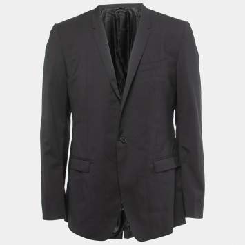 Pre Owned Dolce & Gabbana Black Virgin Wool Gold Fit Blazer XL