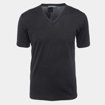 Pre Owned Dolce & Gabbana Black Cotton Crew Neck Half Sleeve T-Shirt S