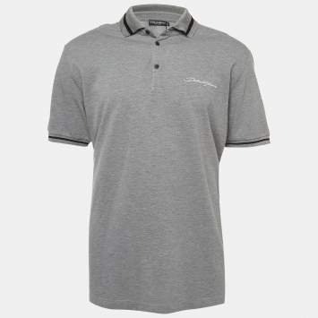 Pre Owned Dolce & Gabbana Grey Cotton Half Sleeve Polo T-shirt XXXL