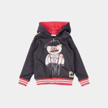 Pre Owned Dolce & Gabbana Navy Blue Print Cotton Zip Front Hooded Cardigan Size 9/10Y