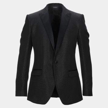 Pre Owned Dolce & Gabbana Black Patterned Wool-Blend Martini Blazer XL (IT 52)