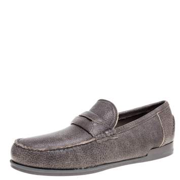 Pre Owned Dolce & Gabbana Brown Leather Genova Loafers Size 43