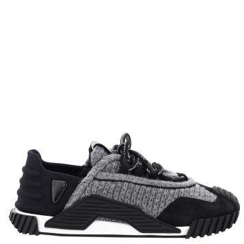 Pre Owned Dolce & Gabbana Black/Grey Mixed Materials Ns1 Slip on Sneakers IT 41