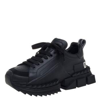 Pre Owned Dolce & Gabbana Black Suede And Leather Super King Low Top Sneakers Size 40