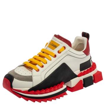 Pre Owned Dolce & Gabbana Multicolor Leather/Suede Super King Sneakers Size 42