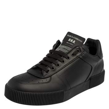 Pre Owned Dolce & Gabbana Black Leather Miami Low Top Sneakers Size 46