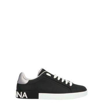 Pre Owned Dolce & Gabbana White/Black Portofino Sneakers Size EU 40.5