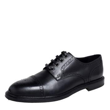 Pre Owned Dolce & Gabbana Black Brogue Leather Michelangelo Lace Up Derby Size 46